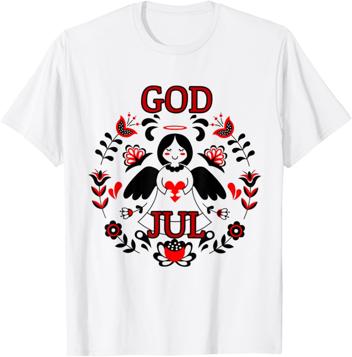 God Jul In Heart Christmas T-Shirt - T-Shirt | White