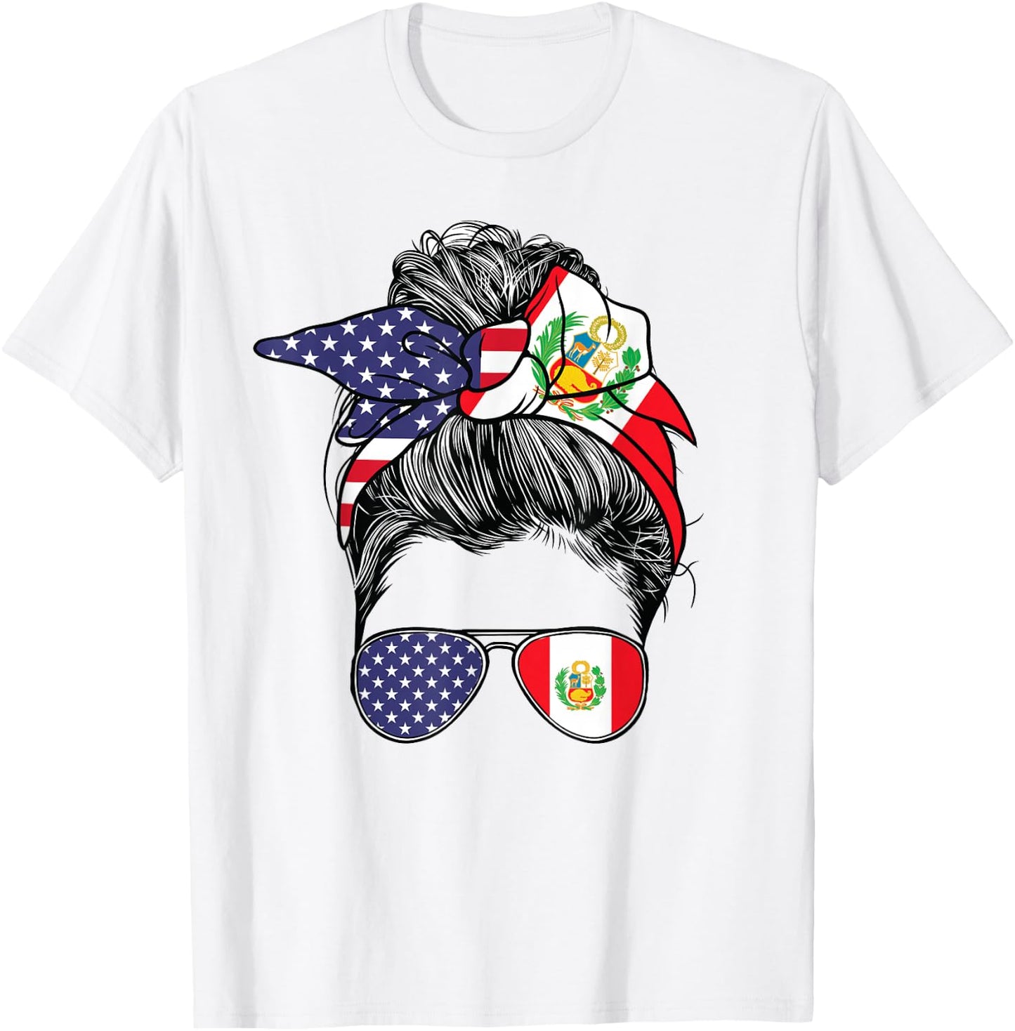Peruvian Women Girl USA Heritage American Peru Flag T-Shirt - T-Shirt | White