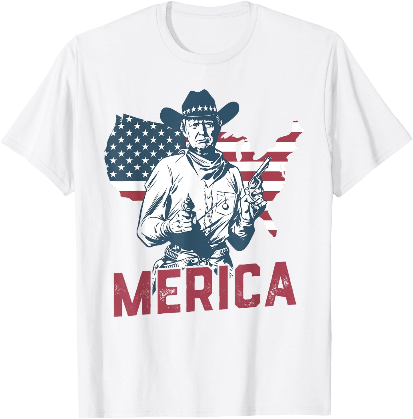 'MERICA TRUMP Happy 4th Of July Trump American Flag Gifts T-Shirt - T-Shirt | White