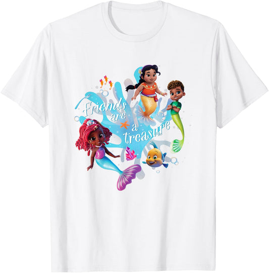 Disney Junior's Ariel Friends Are A Treasure Big Chest Logo T-Shirt - T-Shirt | White