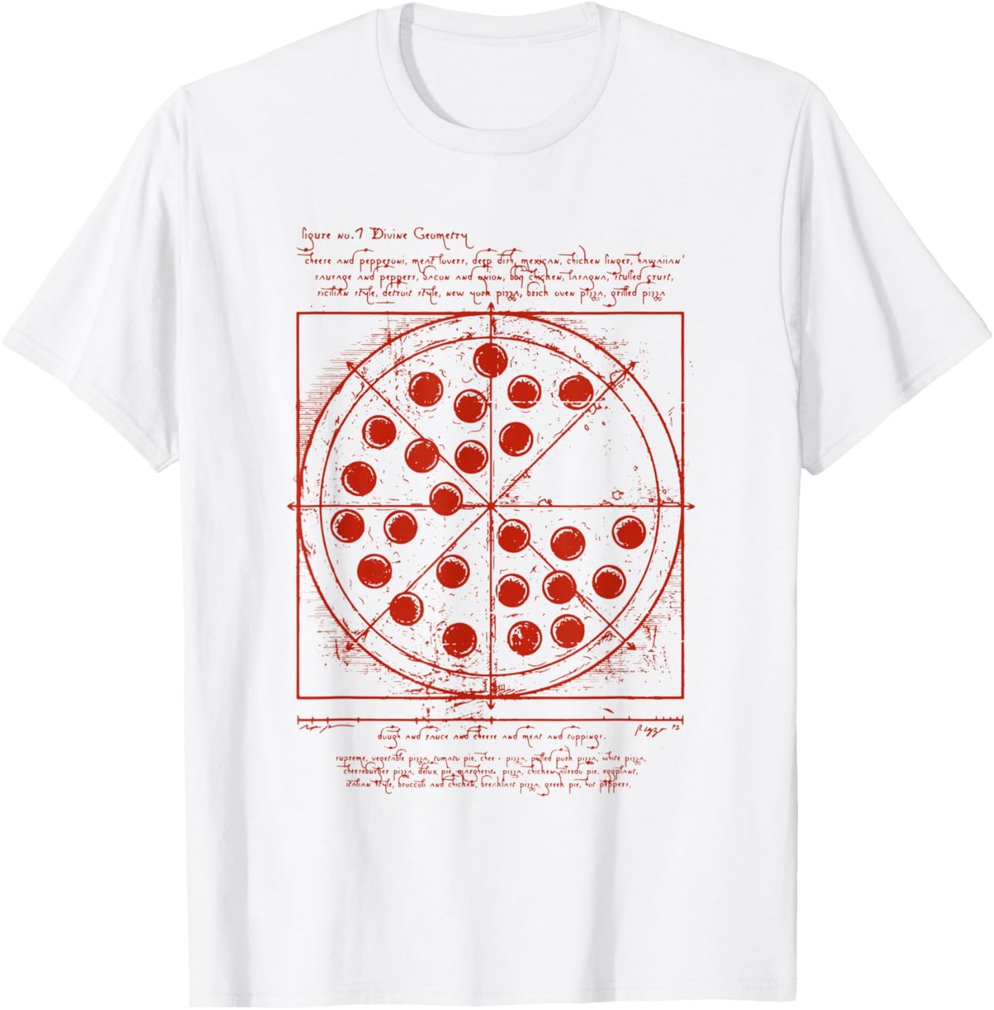 DaVinci Loves Pizza Vitruvian Human Pizza Vitruvian Pizzeria Pizza Baker T-Shirt - T-Shirt | White