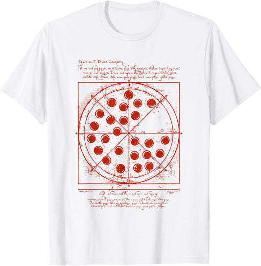 DaVinci Loves Pizza Vitruvian Human Pizza Vitruvian Pizzeria Pizza Baker T-Shirt - T-Shirt | White