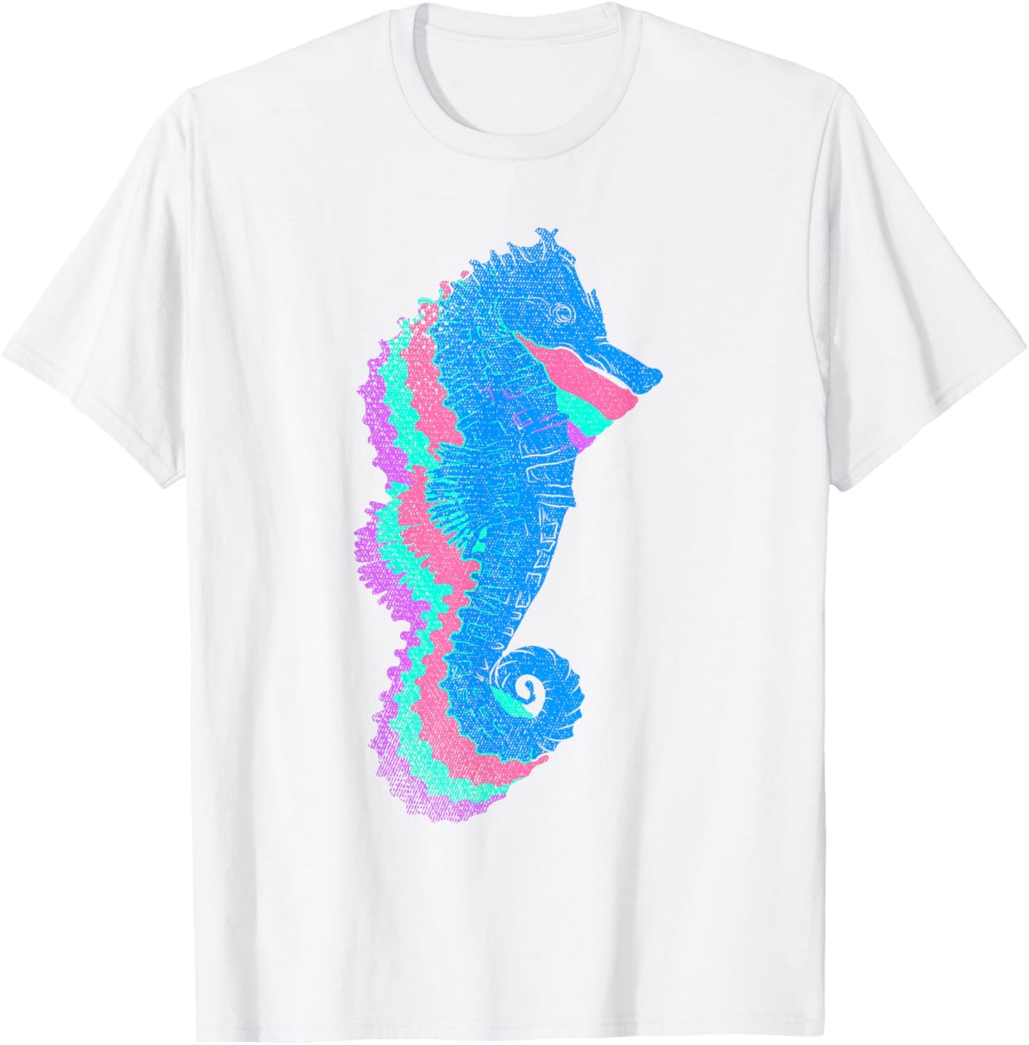 Underwater Sea Fish Ocean Animal Biology Colorful Seahorse T-Shirt - T-Shirt | White