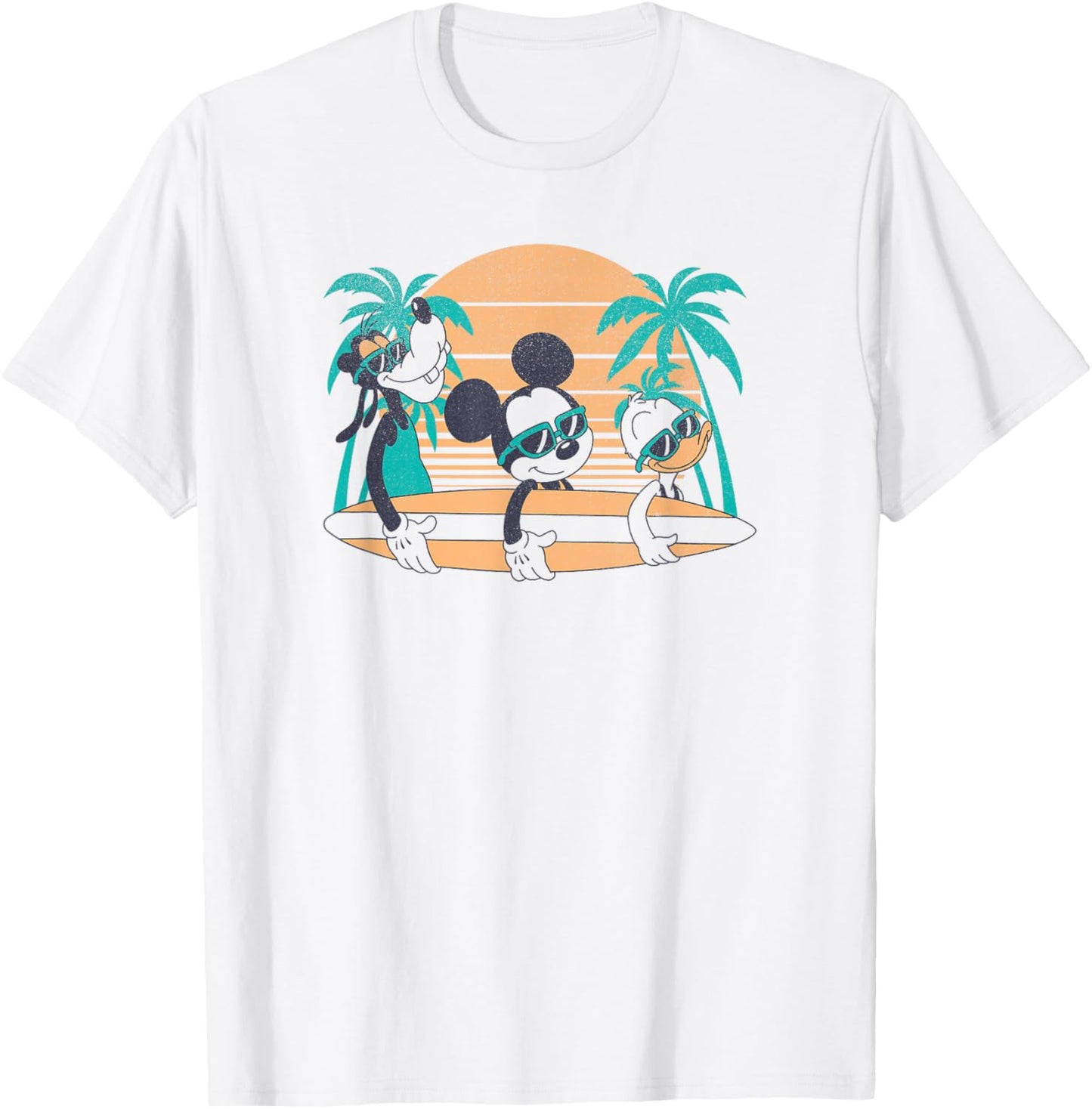 Disney Mickey and Friends Retro Surf Group Small T-Shirt - T-Shirt | White