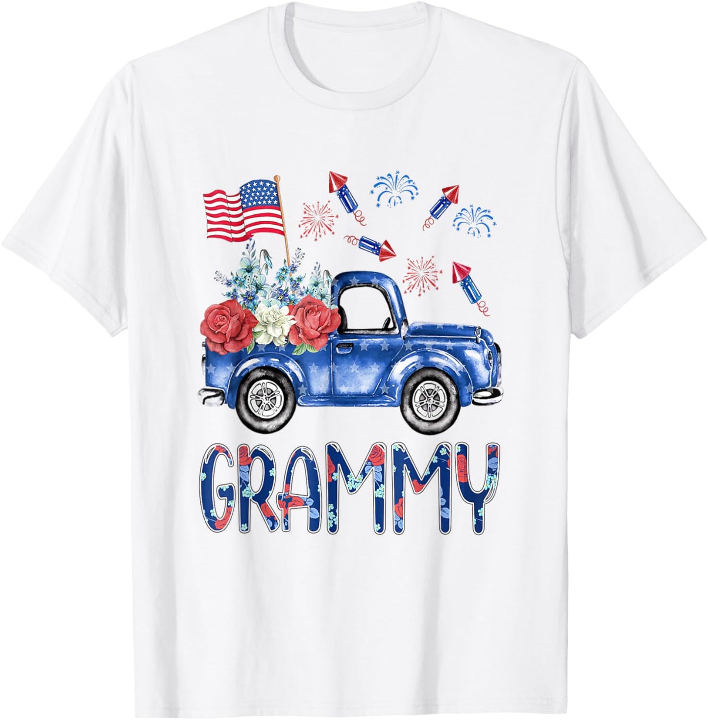 Great Cute Patriotic 4th Of July Women Proud Grammy T-Shirt - T-Shirt | White