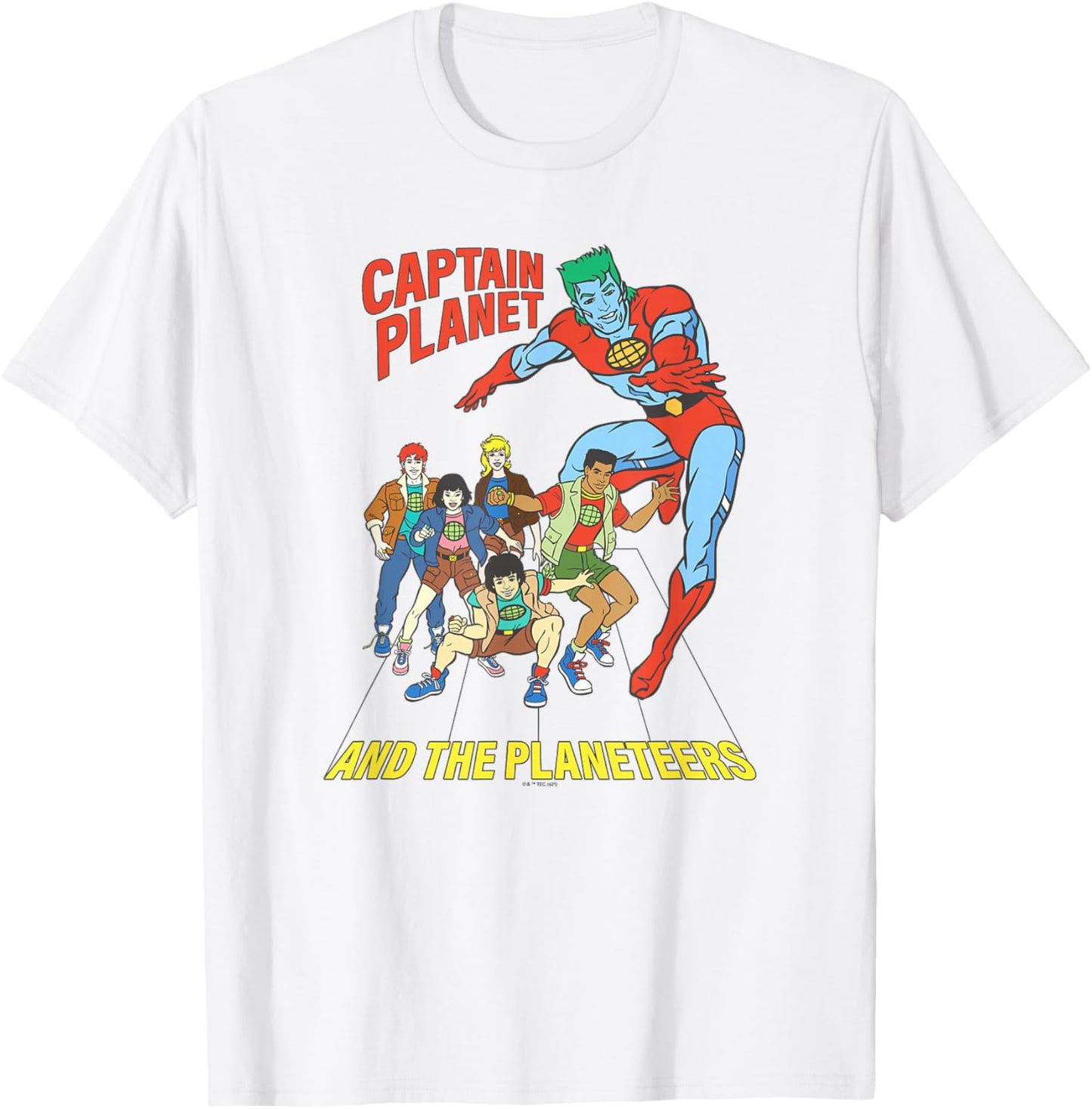 Captain Planet Planeteers United Retro Logo T-Shirt - T-Shirt | White