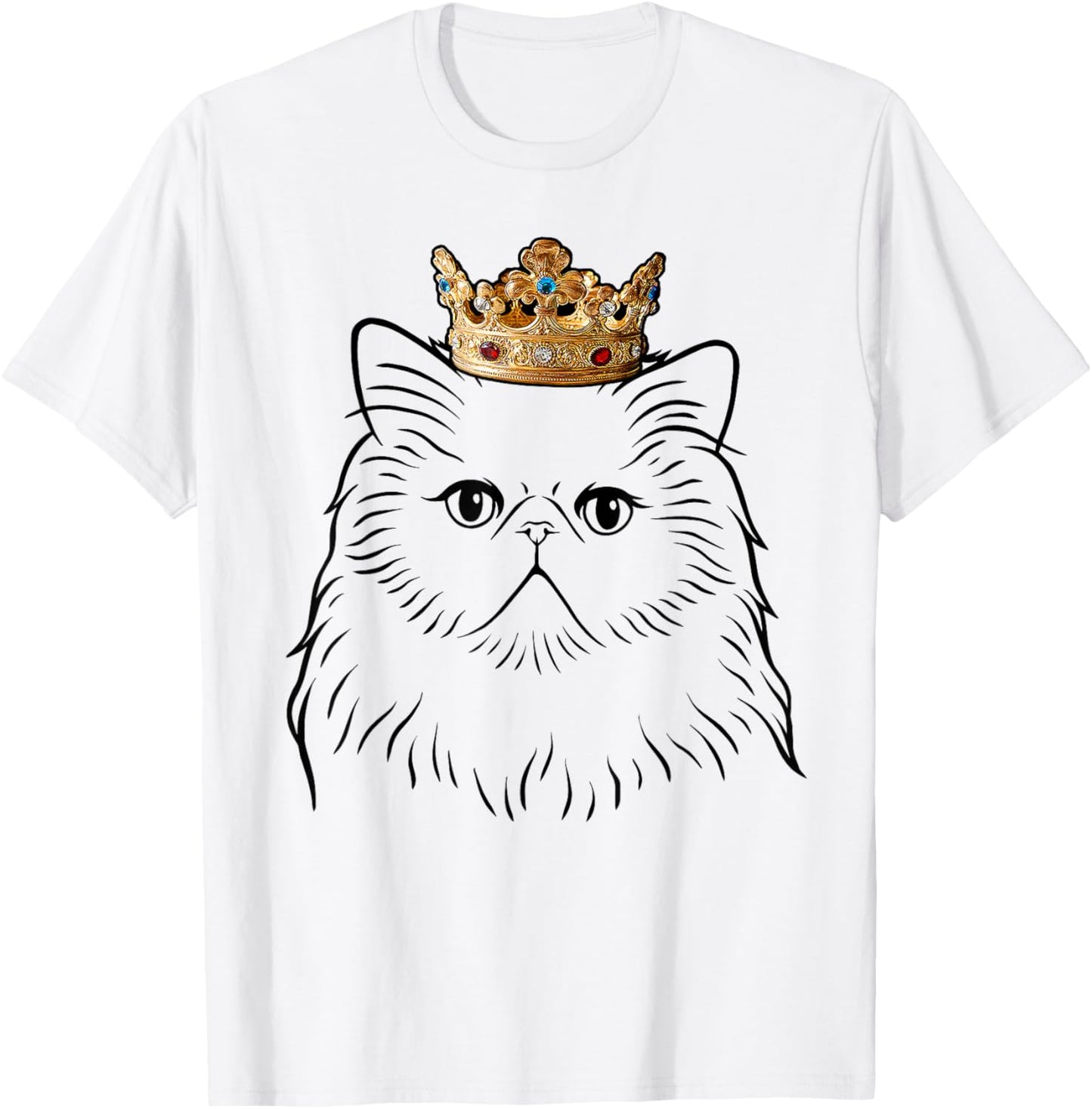 Persian Cat Wearing Crown T-Shirt - T-Shirt | White