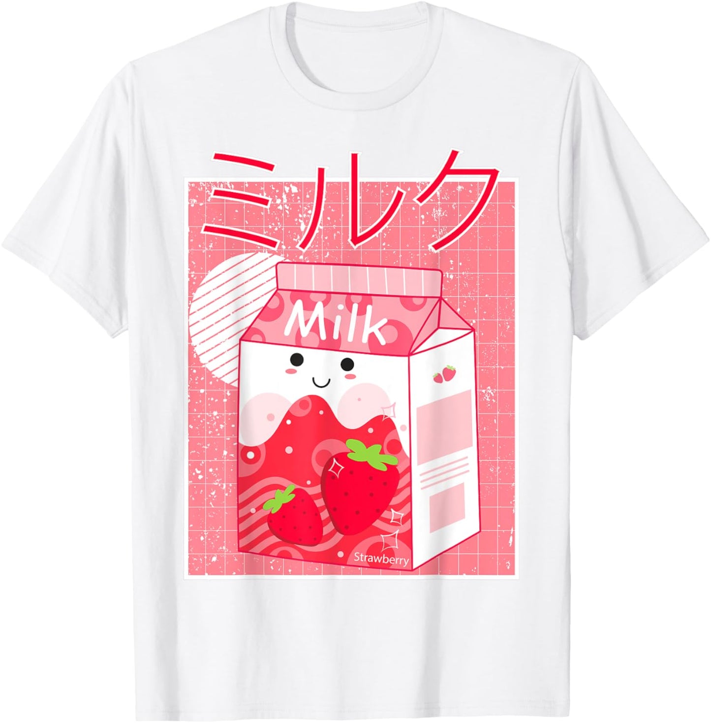 Pink Strawberry Milk Shake Kawaii pastel Goth Japanese 90's T-Shirt - T-Shirt | White