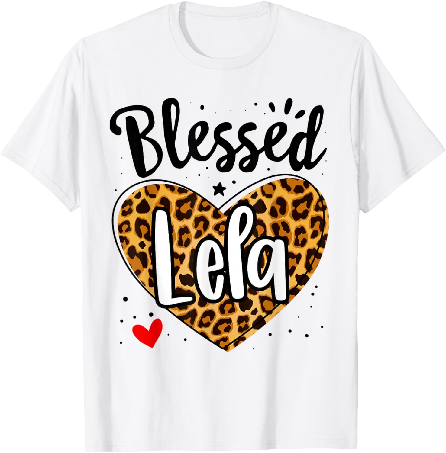 Blessed Lela Leopard Print Nana Mother's Day Grandma Mama T-Shirt - T-Shirt | White