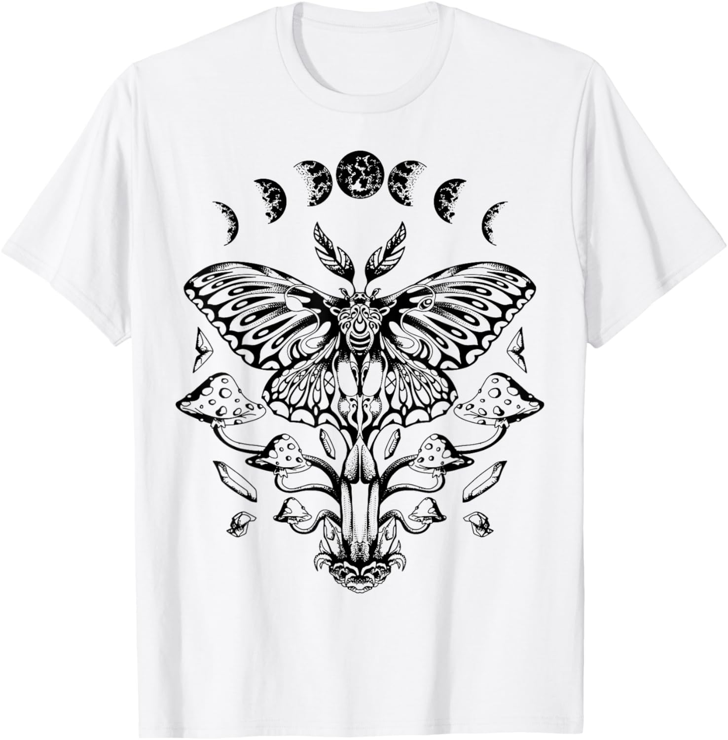 Moth Moon Phases Tarot Butterfly T-Shirt - T-Shirt | White
