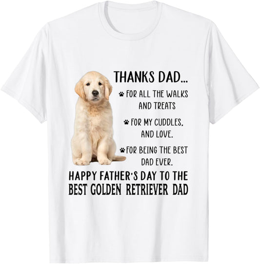 Dog Dad Happy Father's Day To The Best Golden Retriever Dad Women Kids T-Shirt - T-Shirt | White