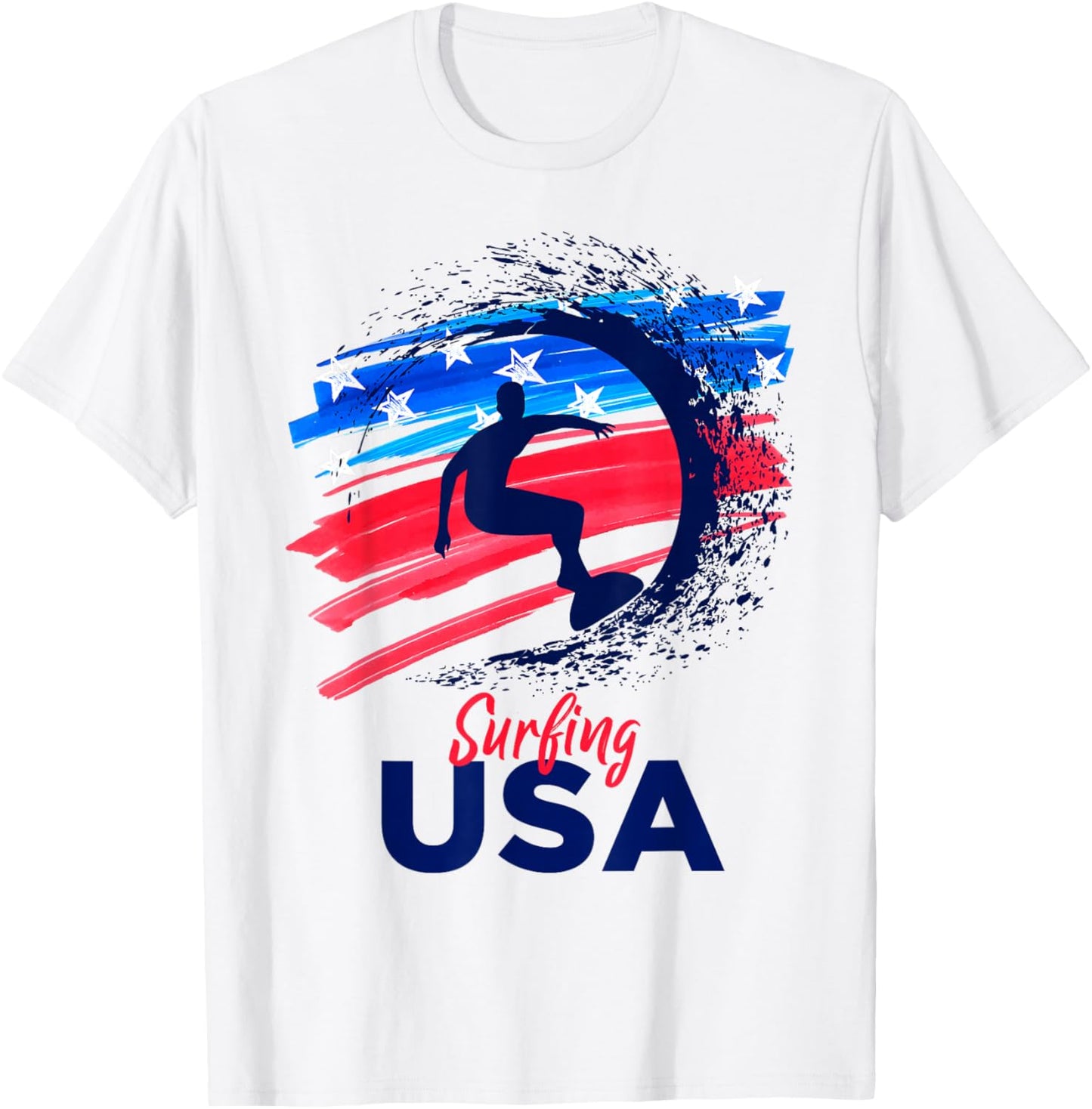 Surfing USA Support the Team Shirt USA Flag Surf Lover T-Shirt - T-Shirt | White