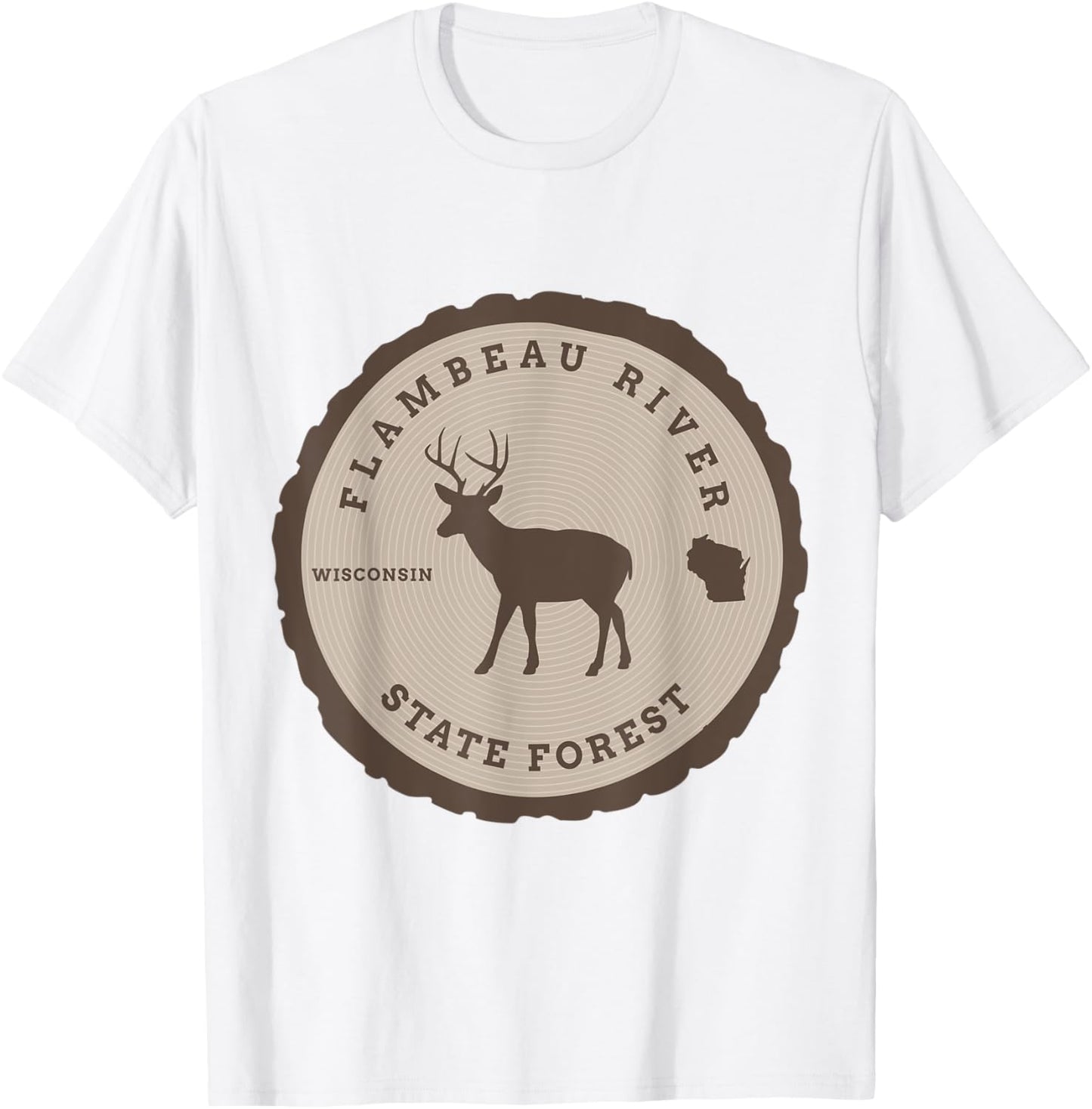 Flambeau River State Forest Wisconsin WI Outdoors Deer T-Shirt - T-Shirt | White