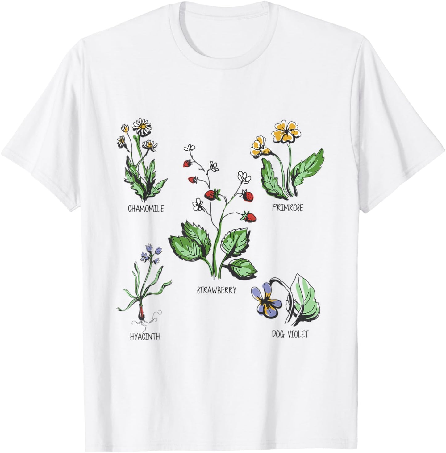 Garden plants in pastel colours for nature lovers botany T-Shirt - T-Shirt | White