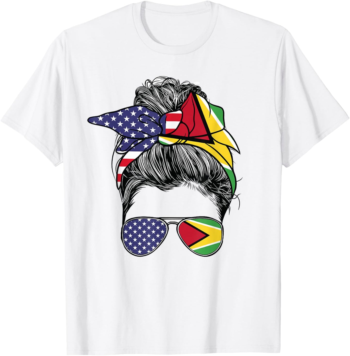 Guyanese Women Girl USA Heritage American Guyana Flag T-Shirt - T-Shirt | White