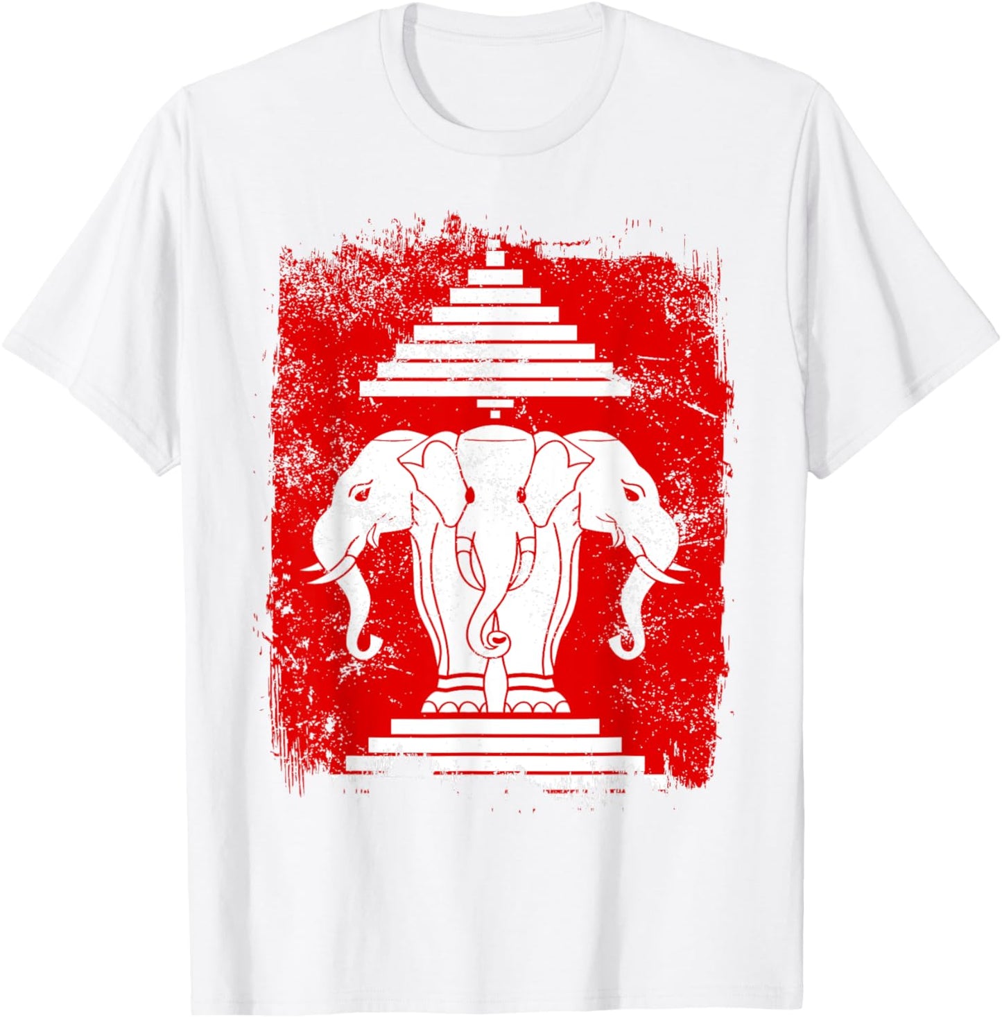 Laos Erawan Three Headed Elephant Kingdom of Laos T-Shirt - T-Shirt | White