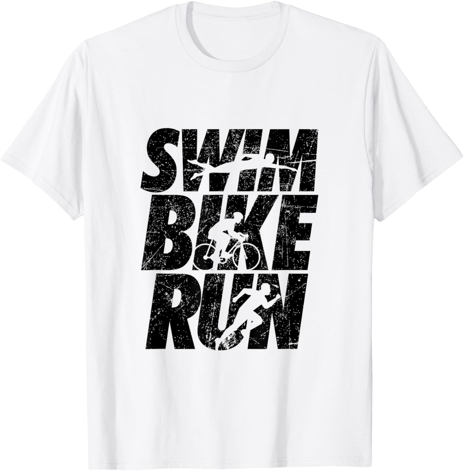 Swimming Cycling Running Triathlon Running Swimming T-Shirt - T-Shirt | White
