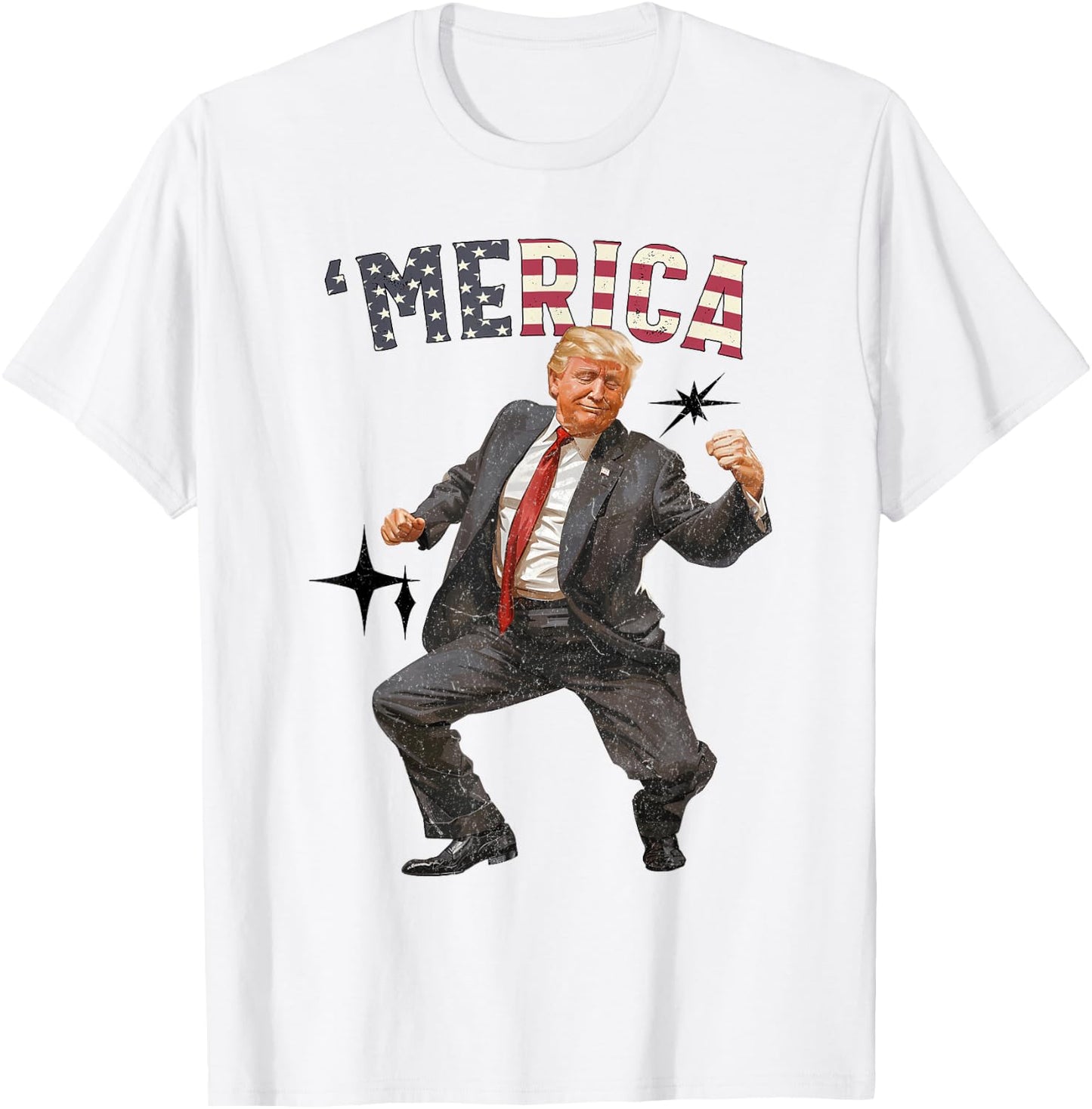 'MERICA TRUMP Happy 4th Of July Trump American Flag Gifts T-Shirt - T-Shirt | White