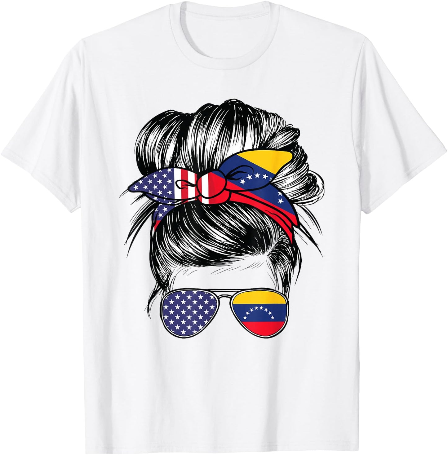 Venezuela Flag American Women Girl USA Heritage Venezuelan T-Shirt - T-Shirt | White