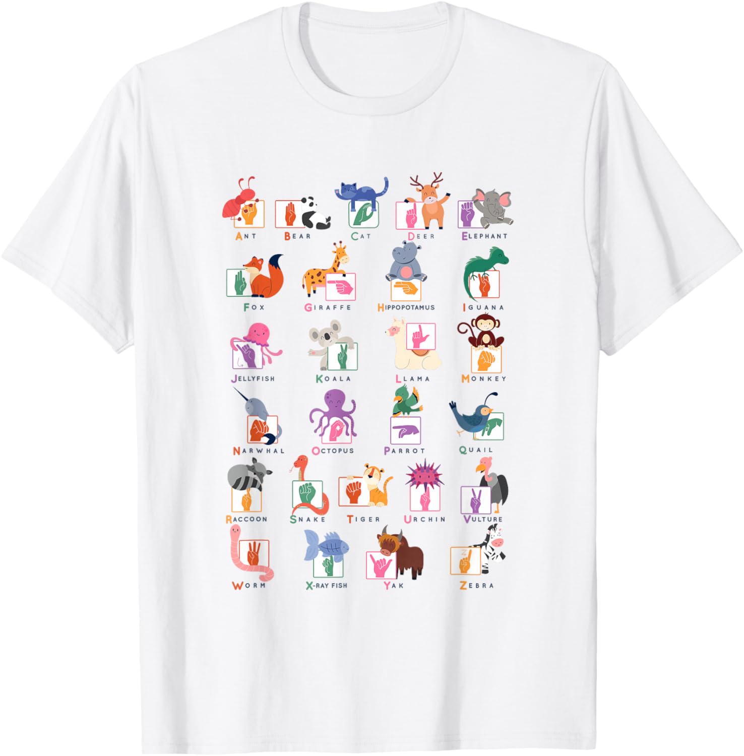 American Sign Language Gifts for Teachers ASL Alphabet T-Shirt - T-Shirt | White