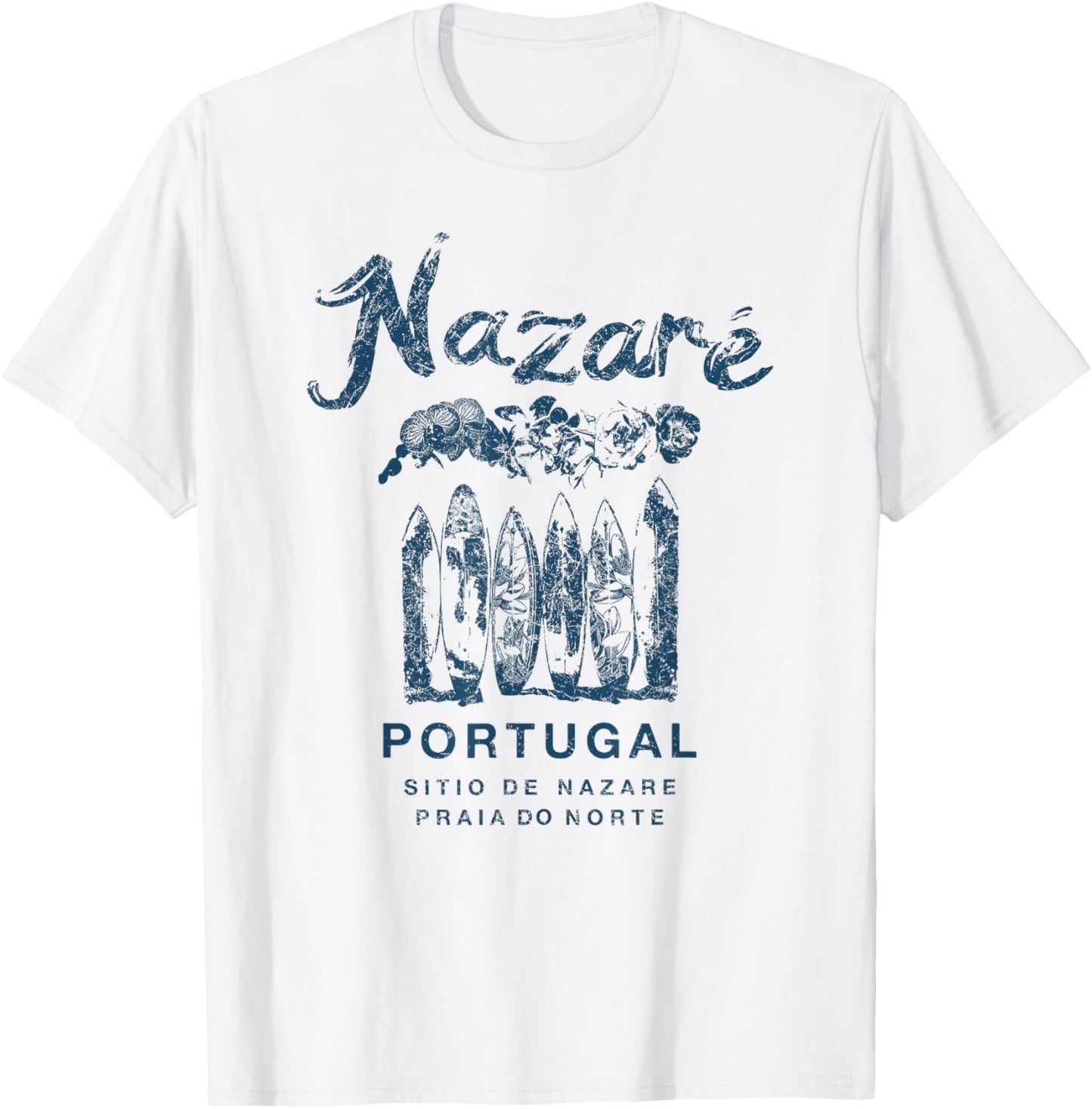 Nazare Portugal Vintage Surfing T-Shirt - T-Shirt | White