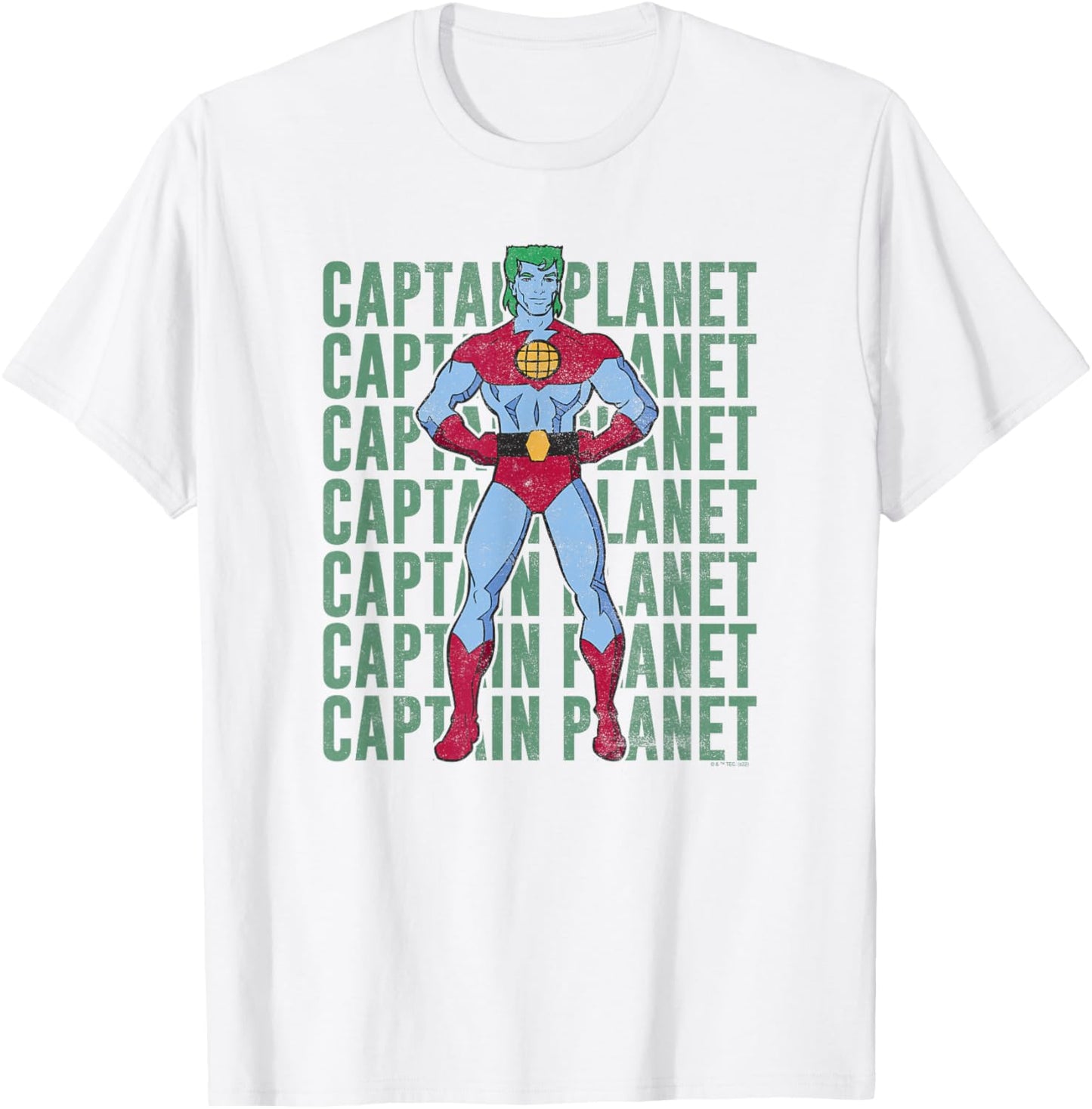 Captain Planet Text Stacked Poster T-Shirt - T-Shirt | White