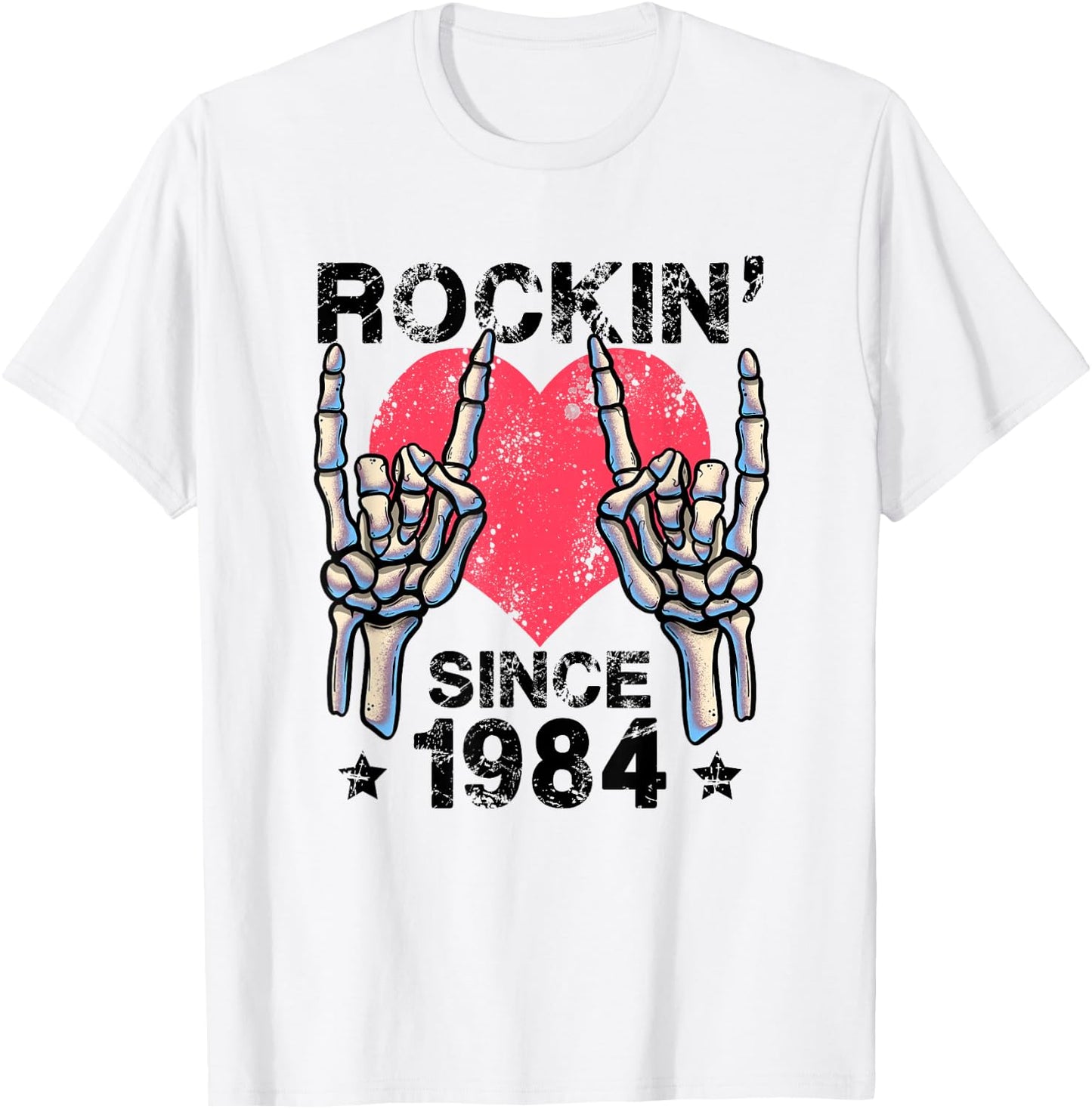 Rockin Since 1984 Rock&Roll Birthday Retro Rock And Roll T-Shirt - T-Shirt | White