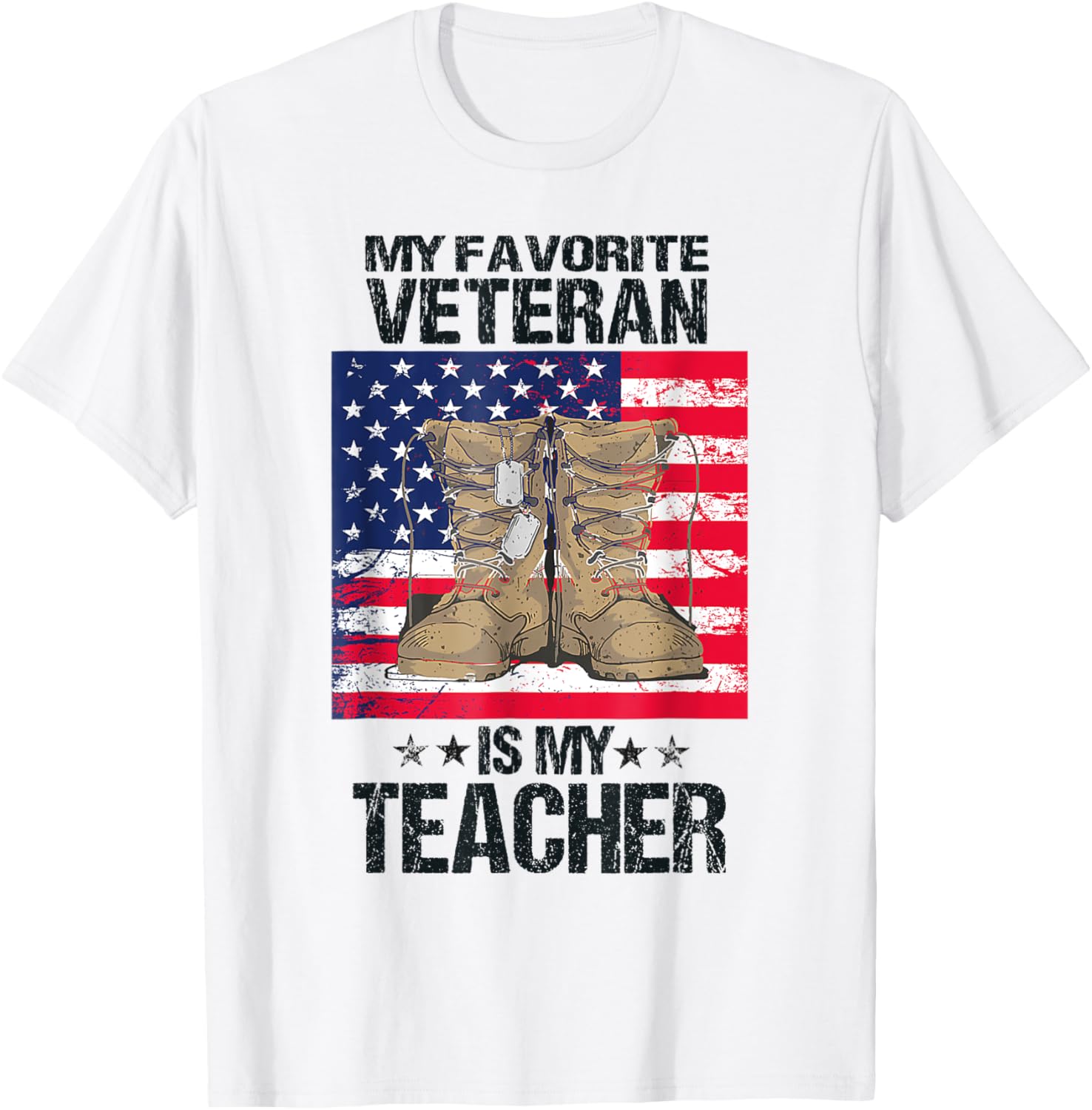 Veterans Day My Favorite Veteran Is My Teacher For Kids T-Shirt - T-Shirt | White