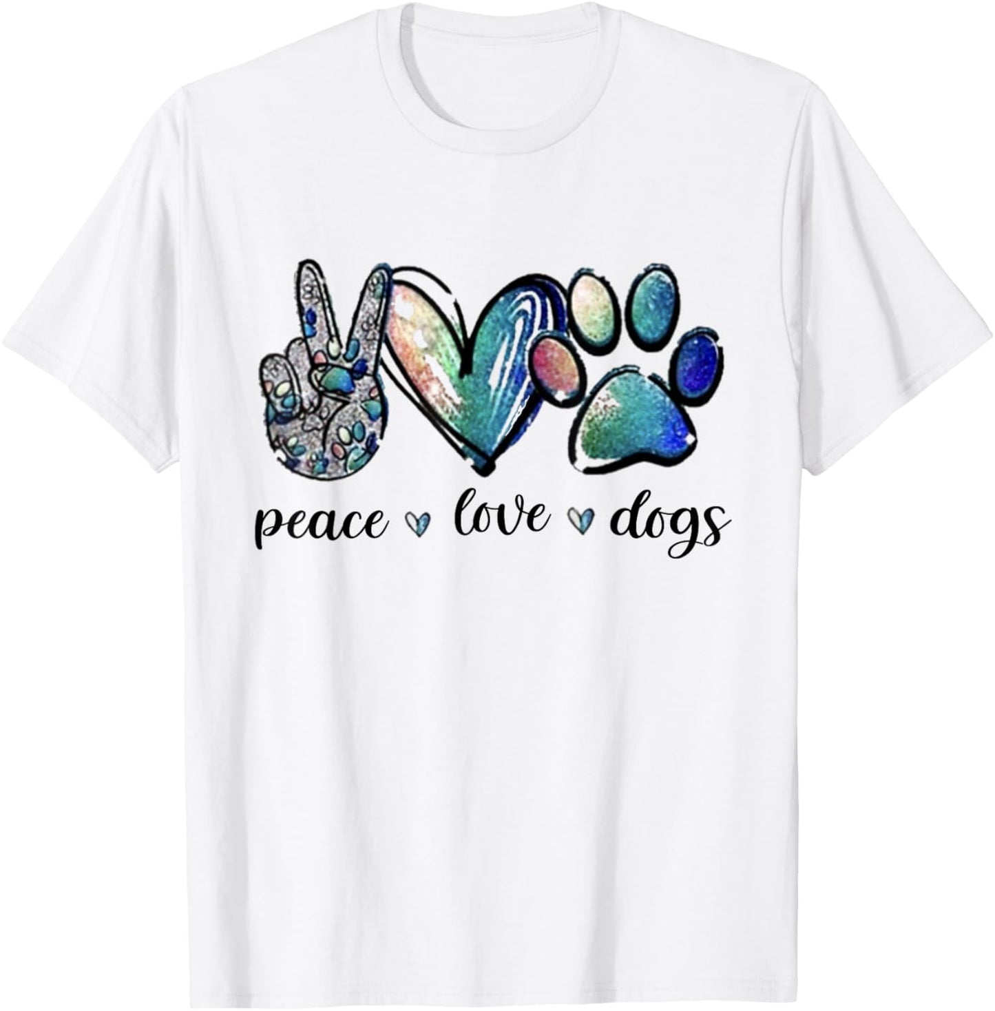 Dog Lover Peace Love Dogs Puppy Paw Women T-Shirt - T-Shirt | White