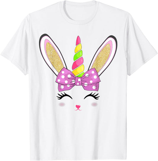 Cute Easter Bunny Face Girls Kids T-Shirt - T-Shirt | White
