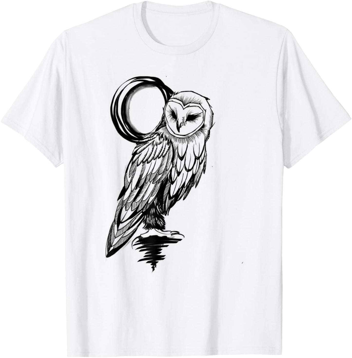Owl motif shirt, owl black and white print, Barn Owl T-Shirt - T-Shirt | White