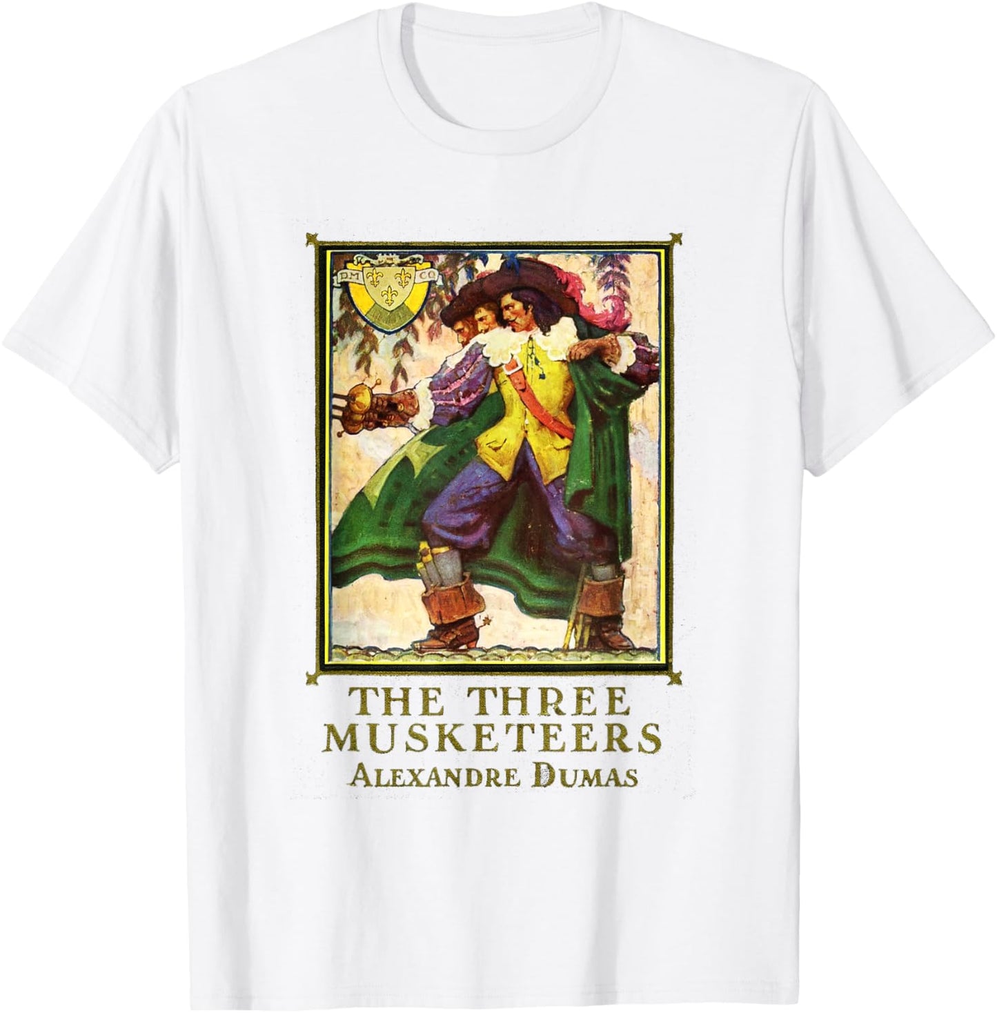 The Three Musketeers Alexandre Dumas Vintage Book Cover T-Shirt - T-Shirt | White