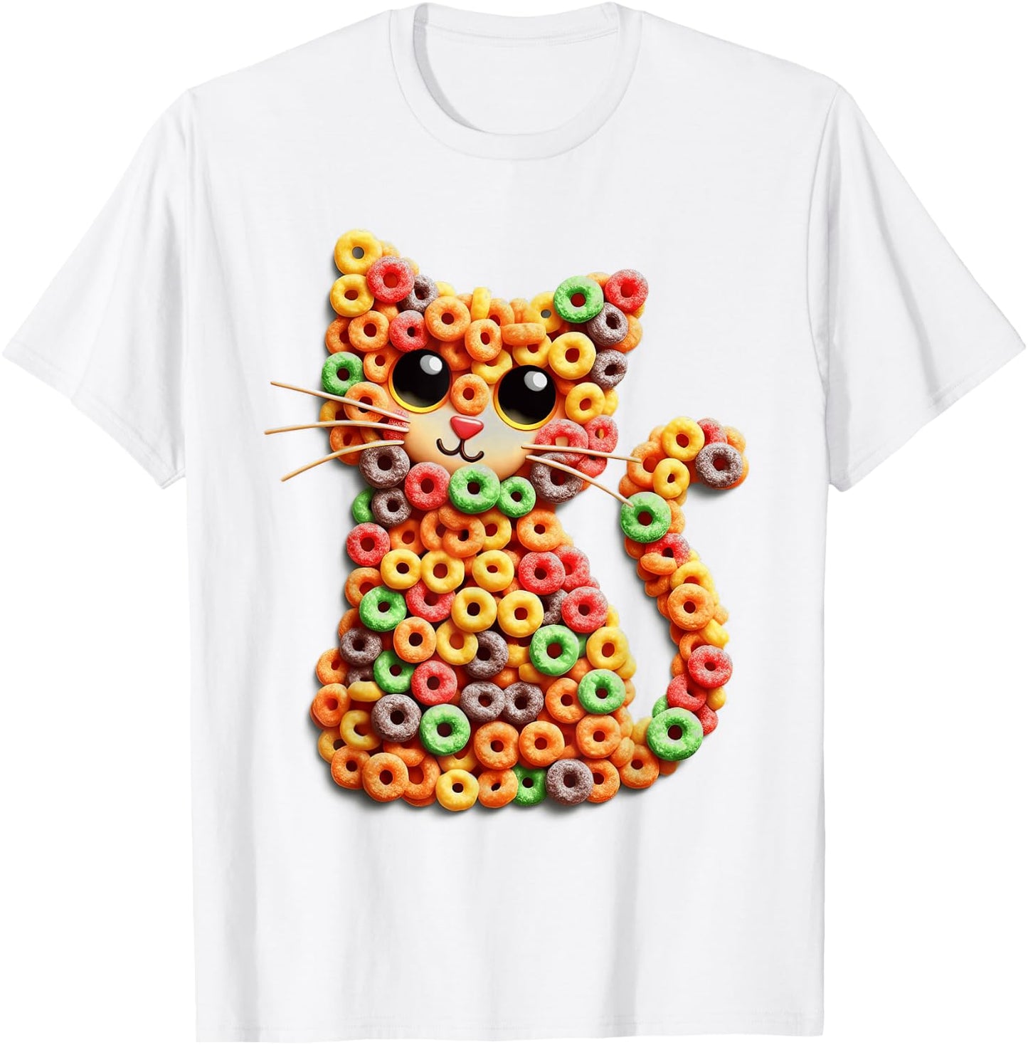 Fruit Loops Cat: A Rainbow of Whiskers T-Shirt - T-Shirt | White
