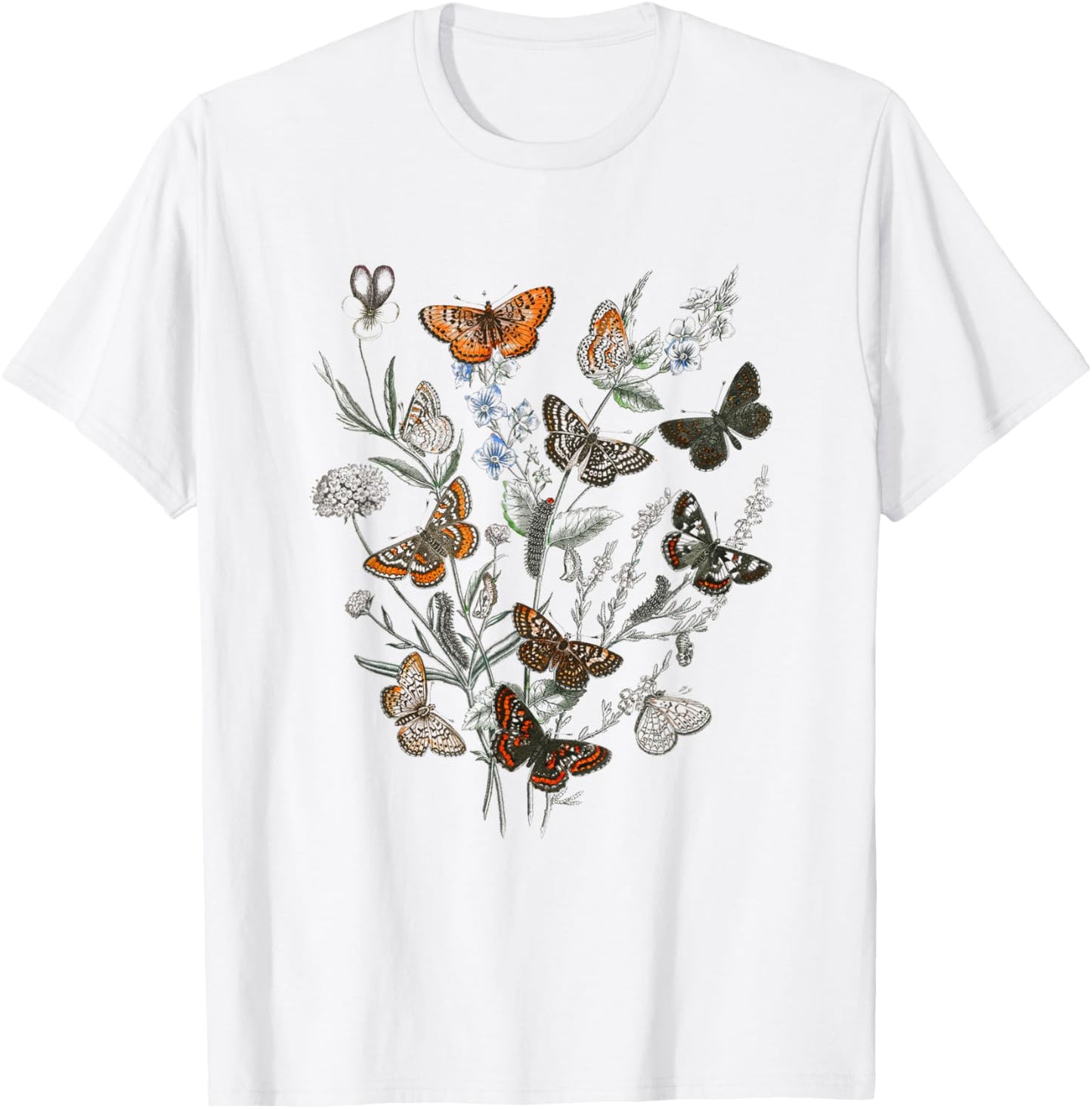 Cute Butterflies Floral Graphic Butterfly Tree T-Shirt - T-Shirt | White