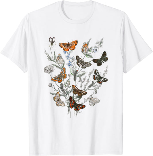 Cute Butterflies Floral Graphic Butterfly Tree T-Shirt - T-Shirt | White