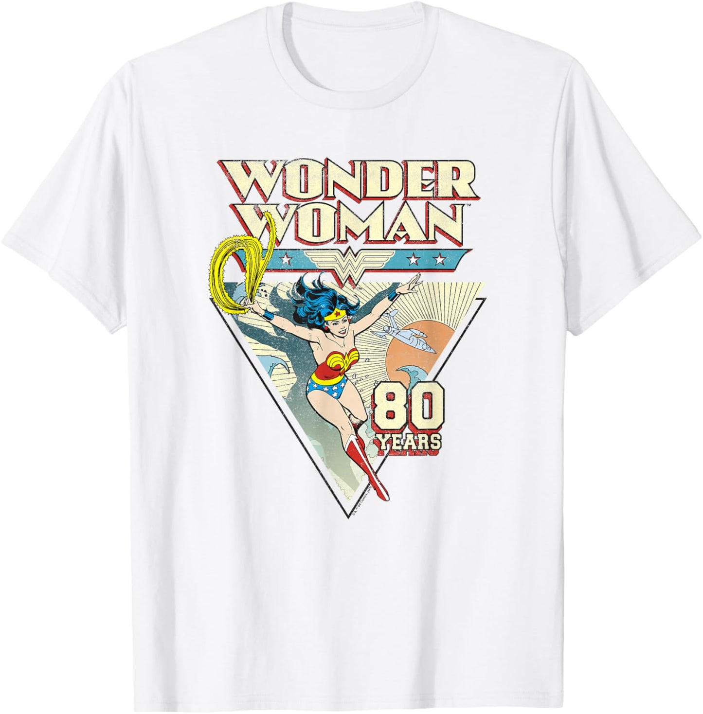 DC Comics Wonder Woman 80th Vintage Comic Triangle T-Shirt - T-Shirt | White