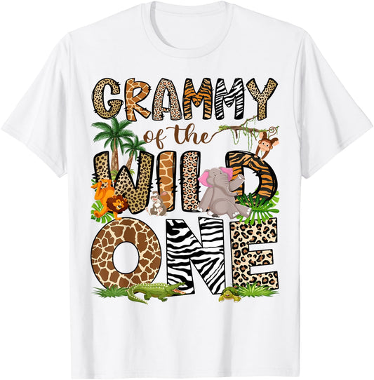 Grammy Of The Birthday Wild One 1St Birthday Safari T-Shirt - T-Shirt | White