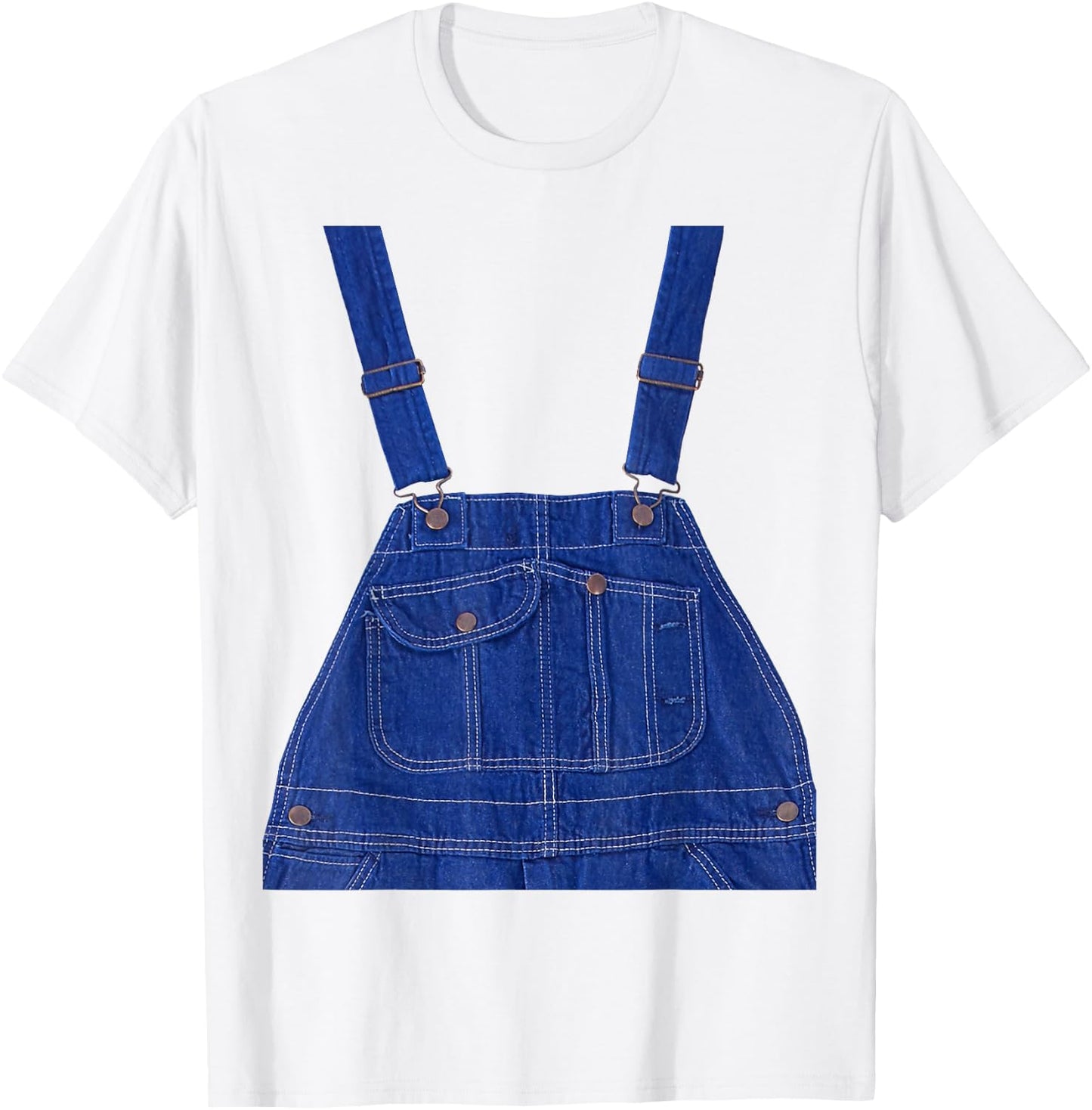 Party Costume - Blue Color Overall Printed On A Yellow Color T-Shirt - T-Shirt | White