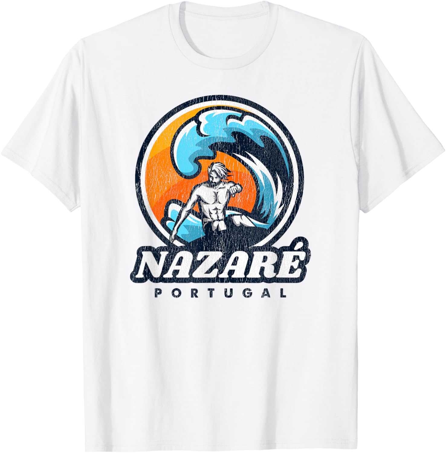 Nazare Portugal Surfing Competition Vintage Surf Style T-Shirt - T-Shirt | White