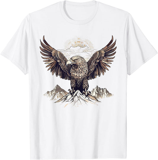 Eagle Artwork | Animal Bird Motif Eagle T-Shirt - T-Shirt | White
