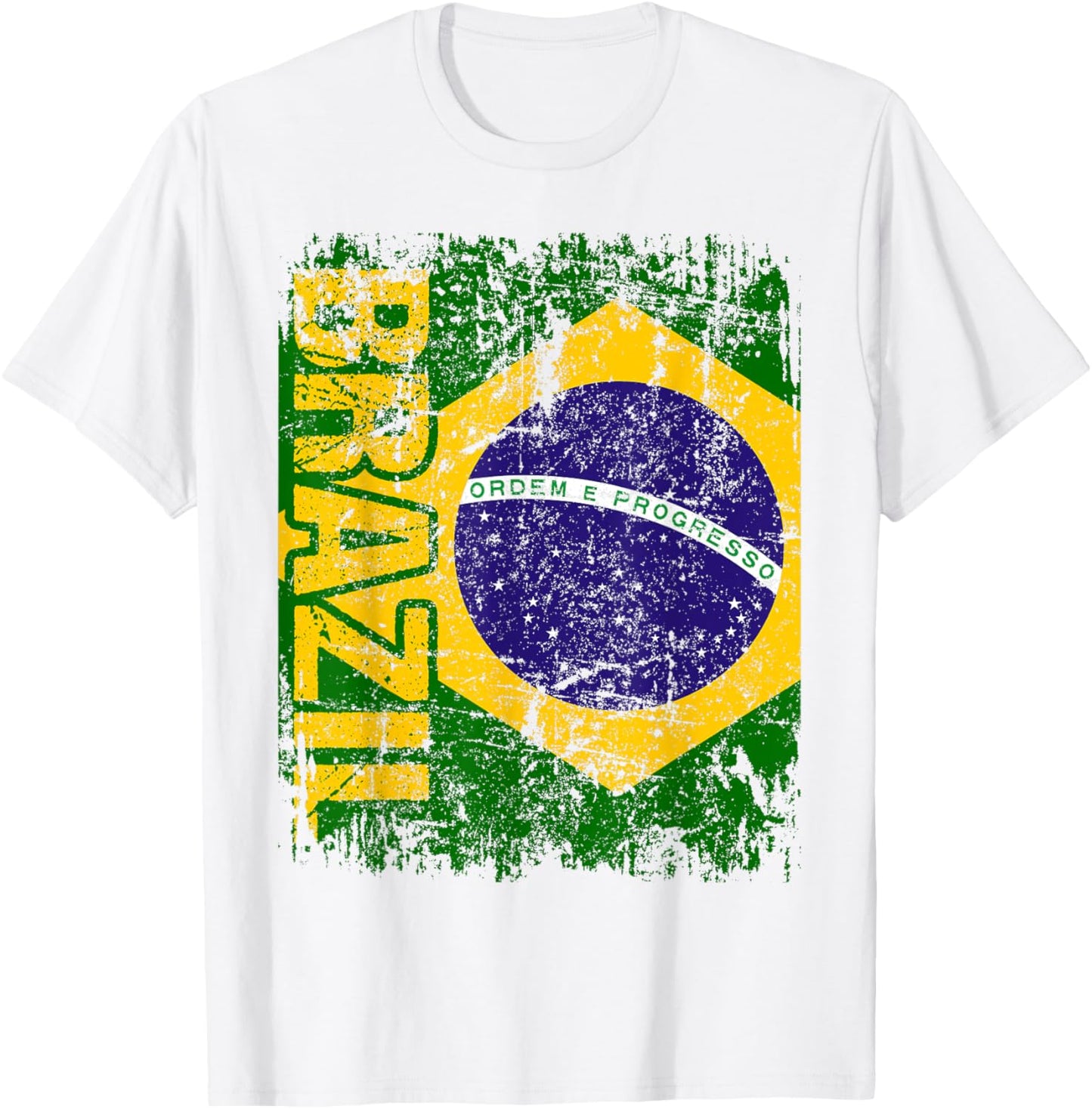 BRAZIL BRASIL Flag Vintage Distressed BRAZIL T-Shirt - T-Shirt | White