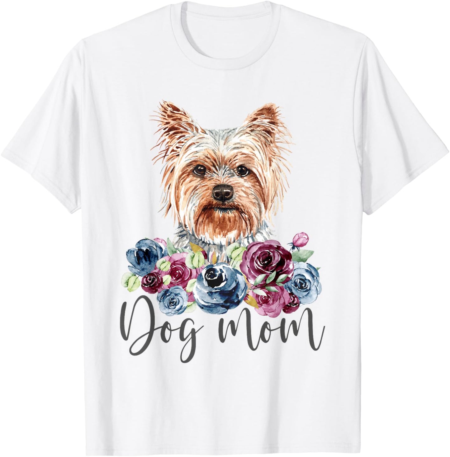 Yorkie Dog Mom Floral Yorkshire Terrier T-Shirt - T-Shirt | White