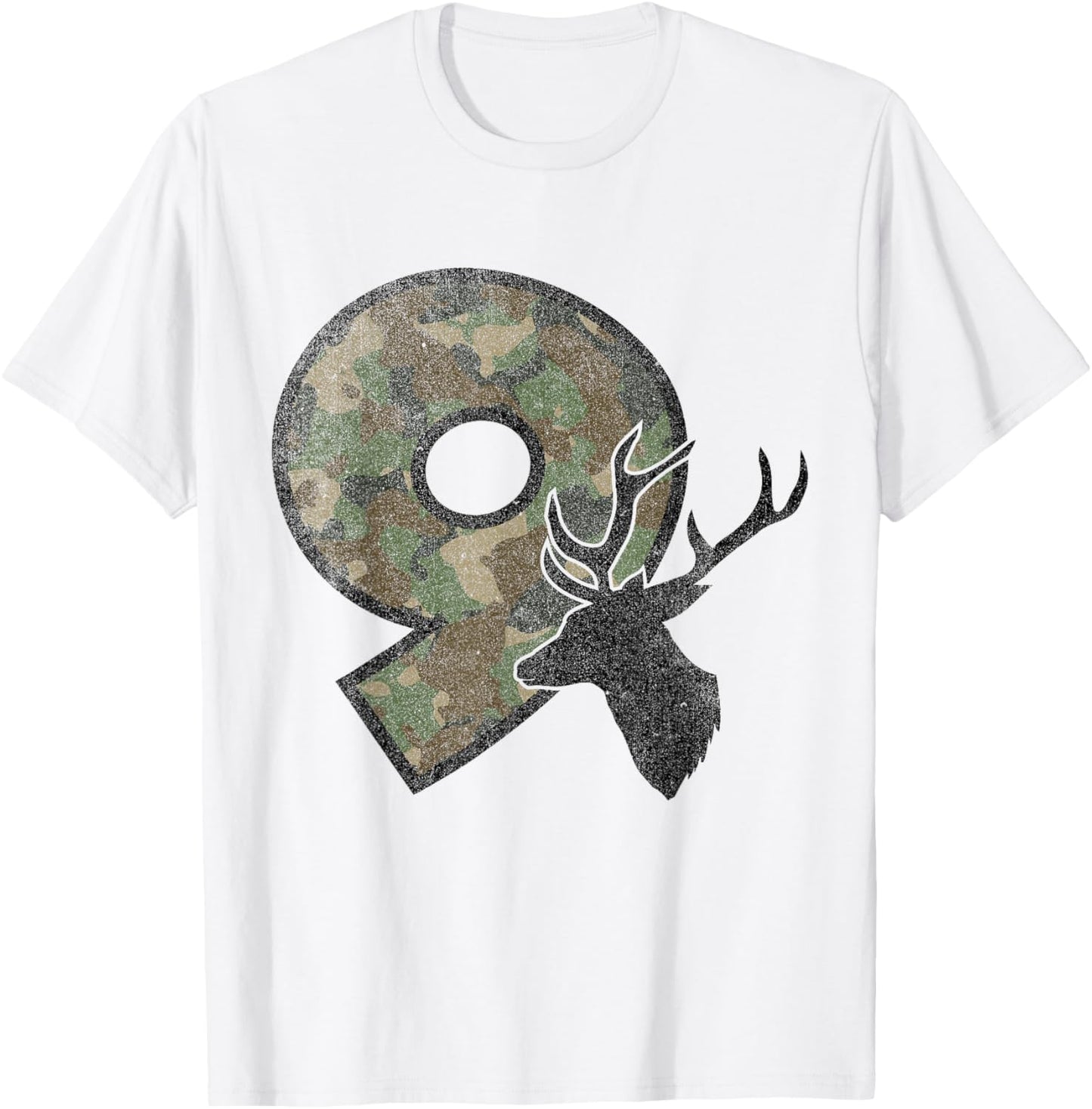 9 Nine Year Old Boy Ninth Birthday Country Camo Deer Hunter T-Shirt - T-Shirt | White