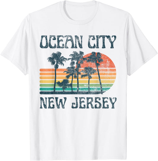 Ocean City New Jersey Beach Summer Vacation Vintage T-Shirt - T-Shirt | White