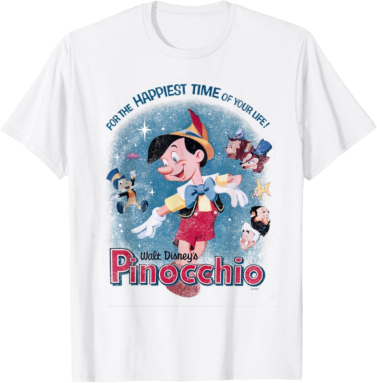 Disney Pinocchio For The Happiest Time In Your Life Retro T-Shirt - T-Shirt | White