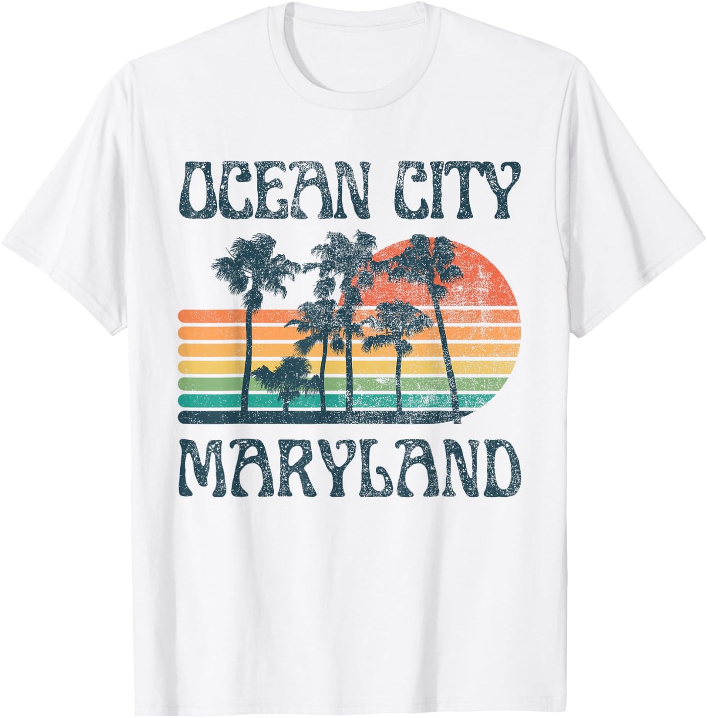 Ocean City Maryland Beach Summer Vacation Vintage T-Shirt - T-Shirt | White