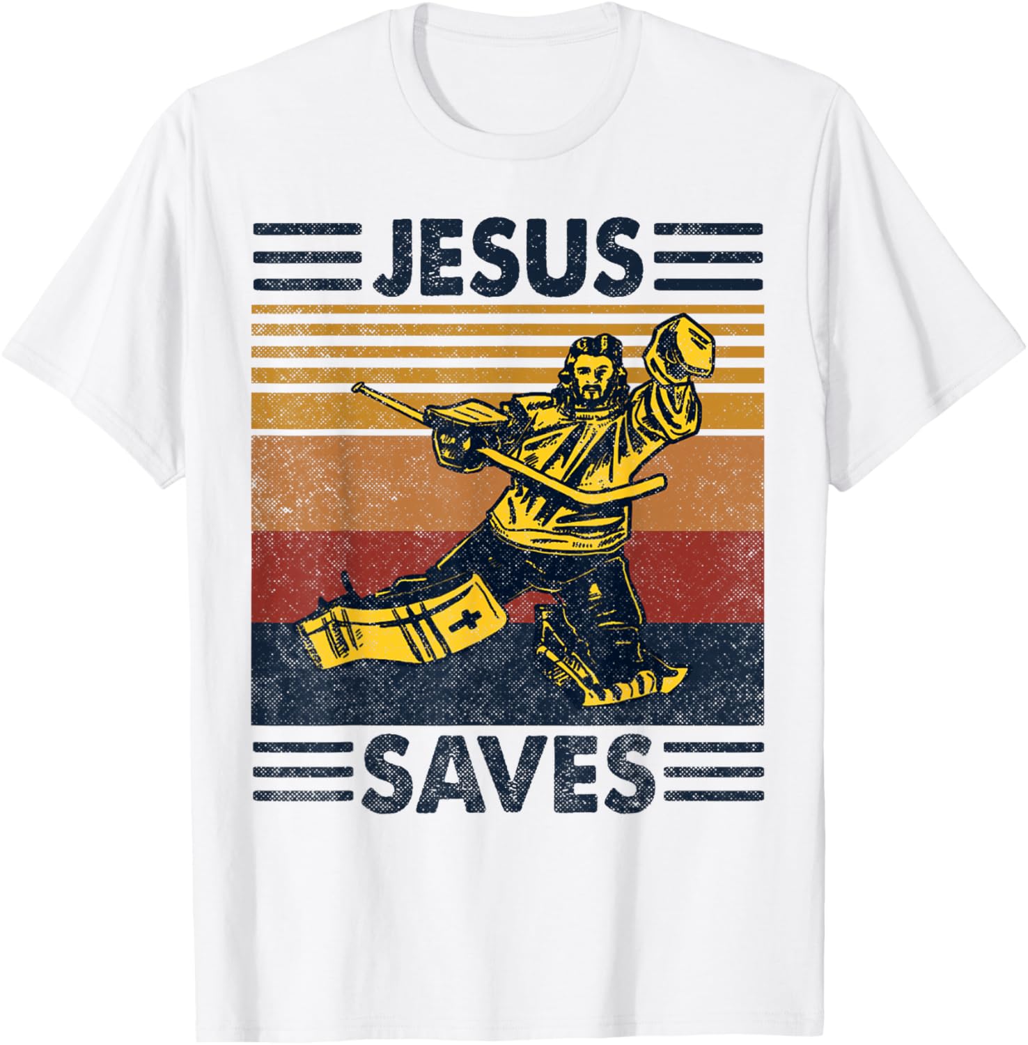 Jesus Saves Ice Hockey Goalie Sport Religious Christian Gift T-Shirt - T-Shirt | White