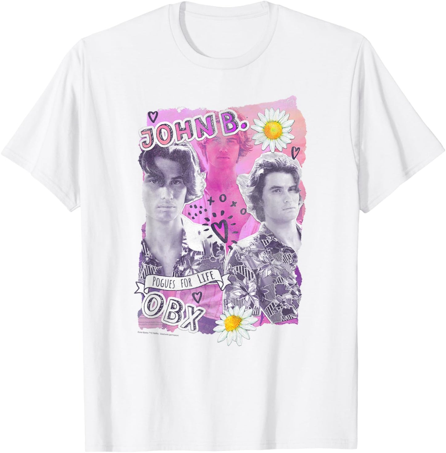 Outer Banks Valentine's Day John B. Hearts & Daisy Collage T-Shirt - T-Shirt | White