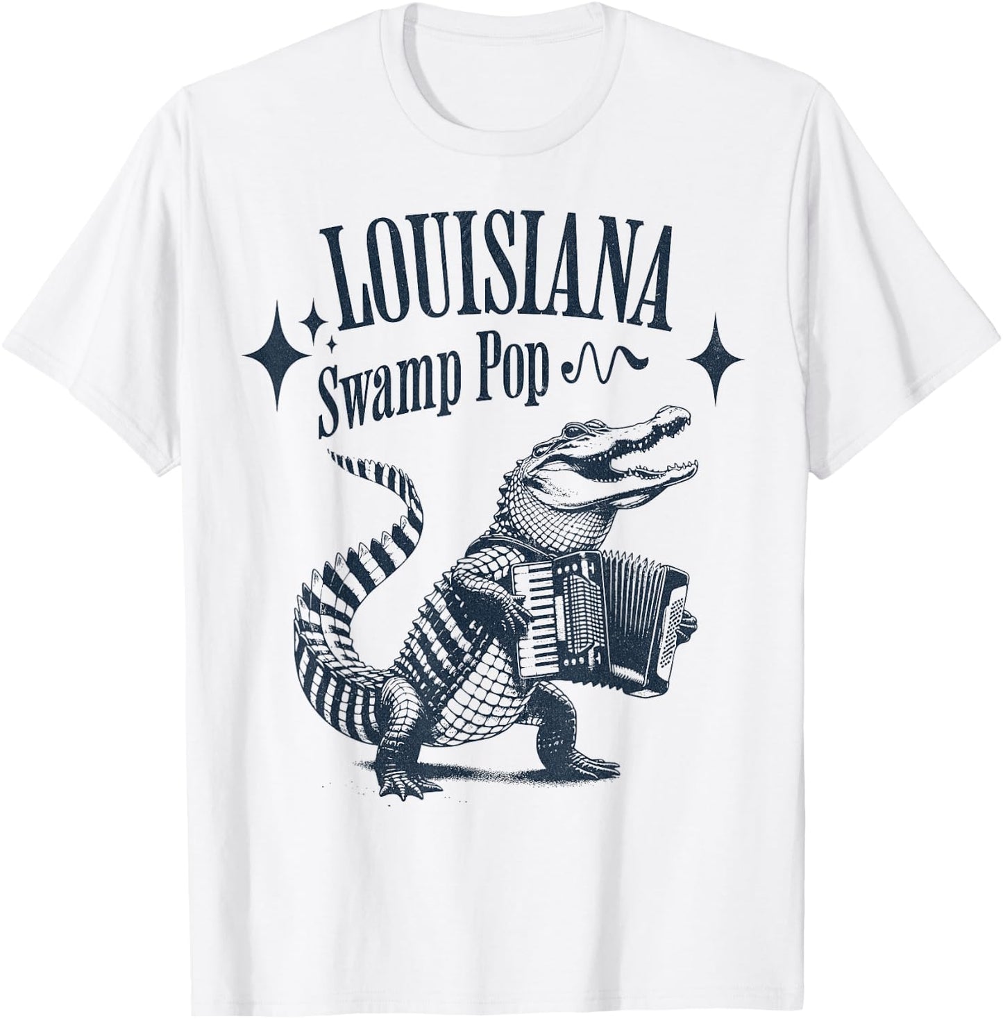 Louisiana Swamp Pop Alligators New Orleans Music T-Shirt - T-Shirt | White