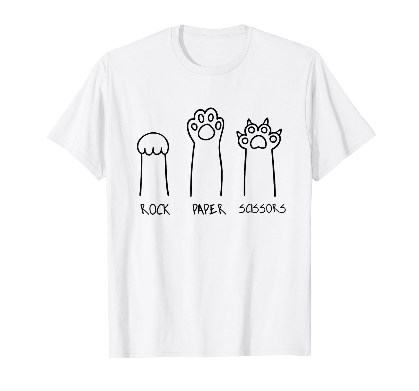 Rock Paper Scissors Hand Game Cute Paw Funny Cat Introvert T-Shirt